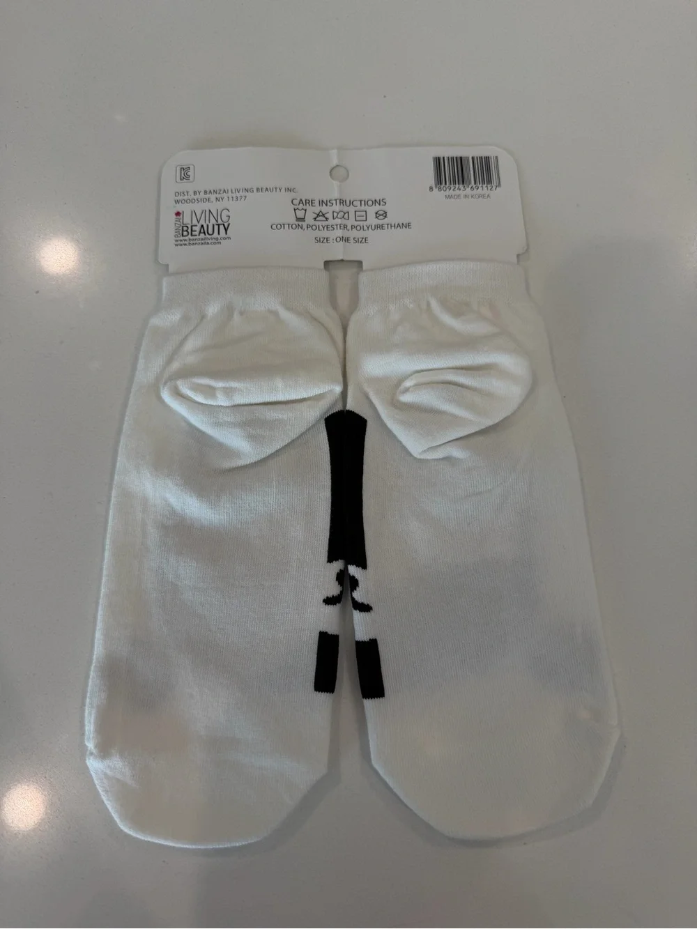 White Cat Face Ankle Socks - Cute Black Cat Design